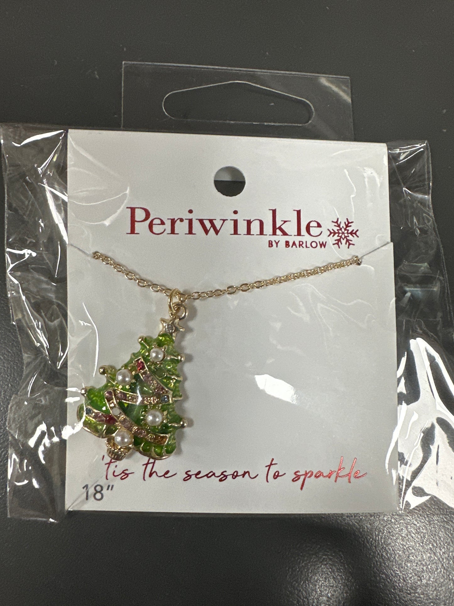 LT GREEN/GOLD CHRISTMAS TREE NECKLACE