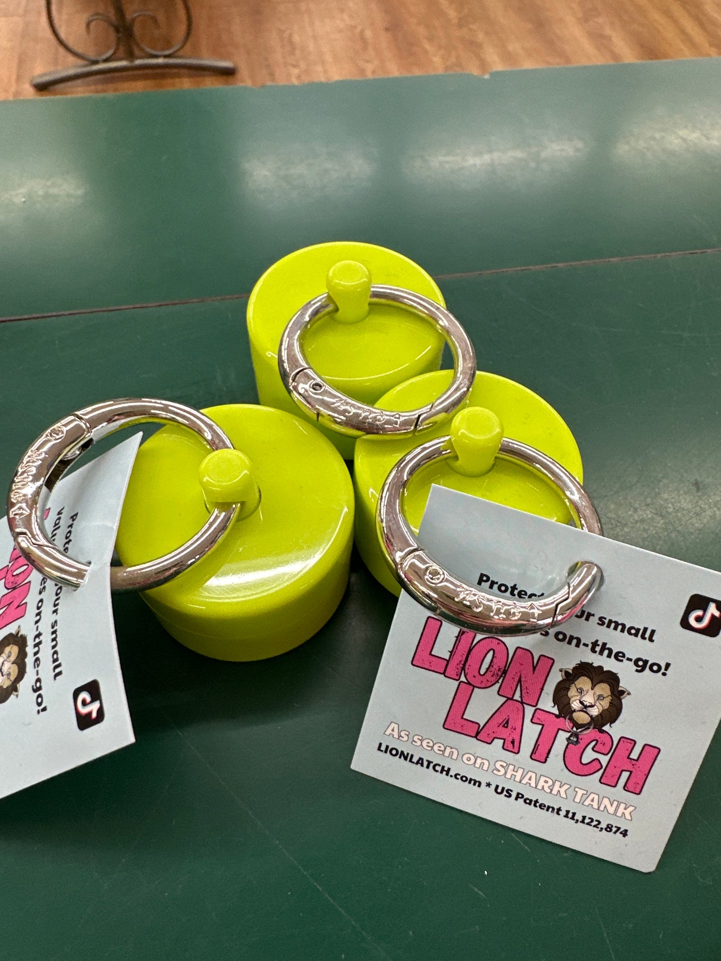 LION LATCH JEWELRY/PILL TOTE - FLUORESCENT YELLOW