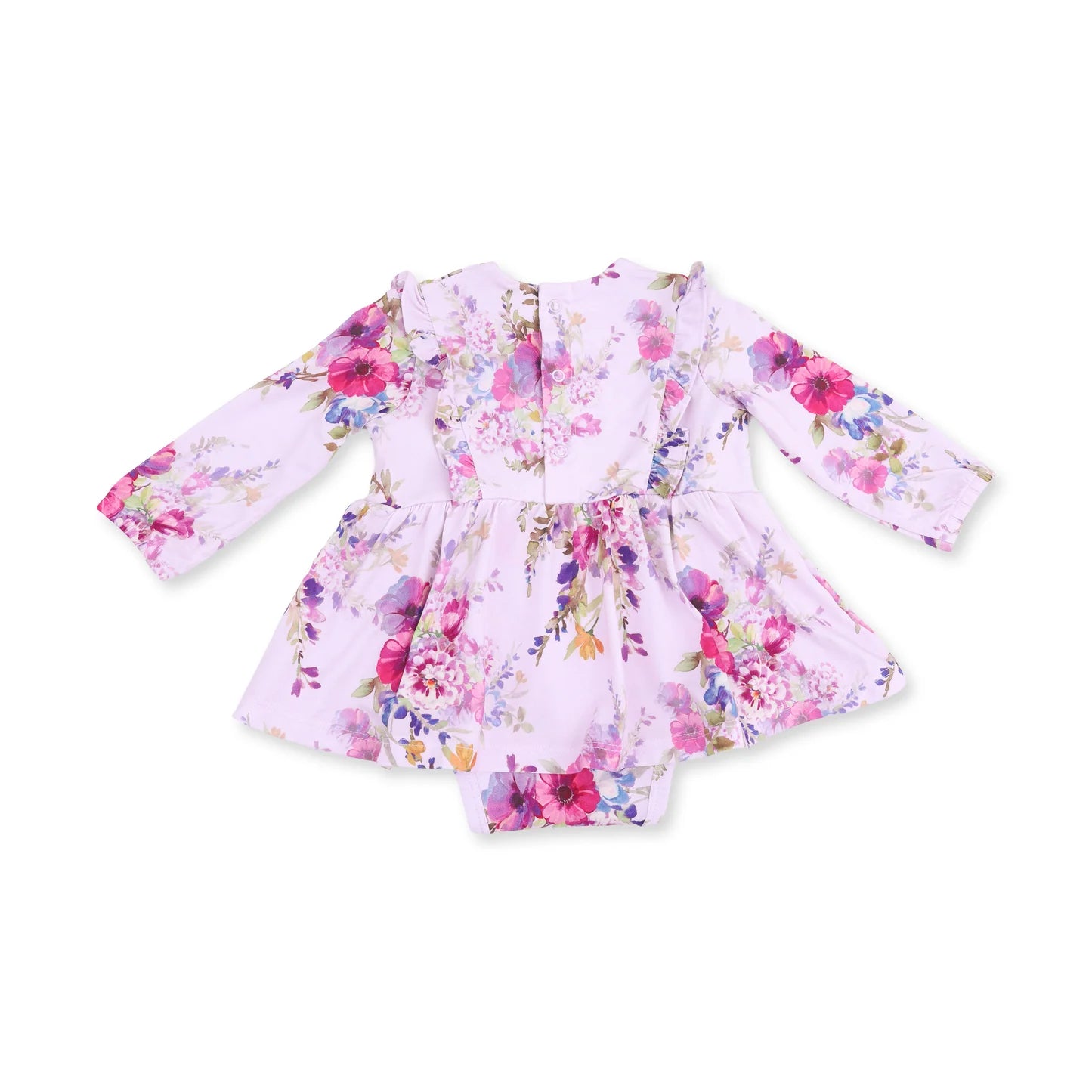 BABY LONG SLEEVE RUFFLE BODYSUIT DRESS
