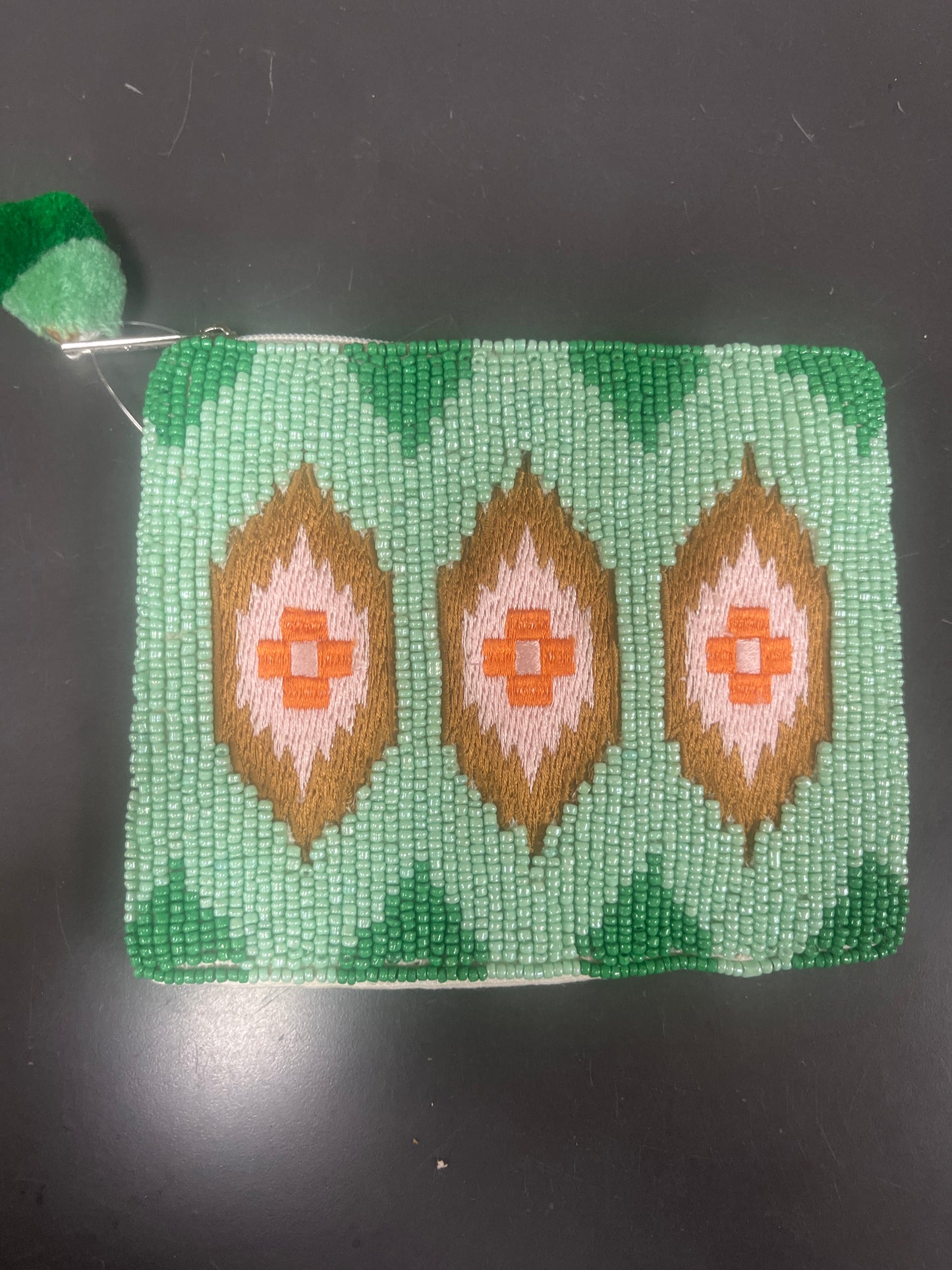 BEADED POUCH - IKAT PRINT
