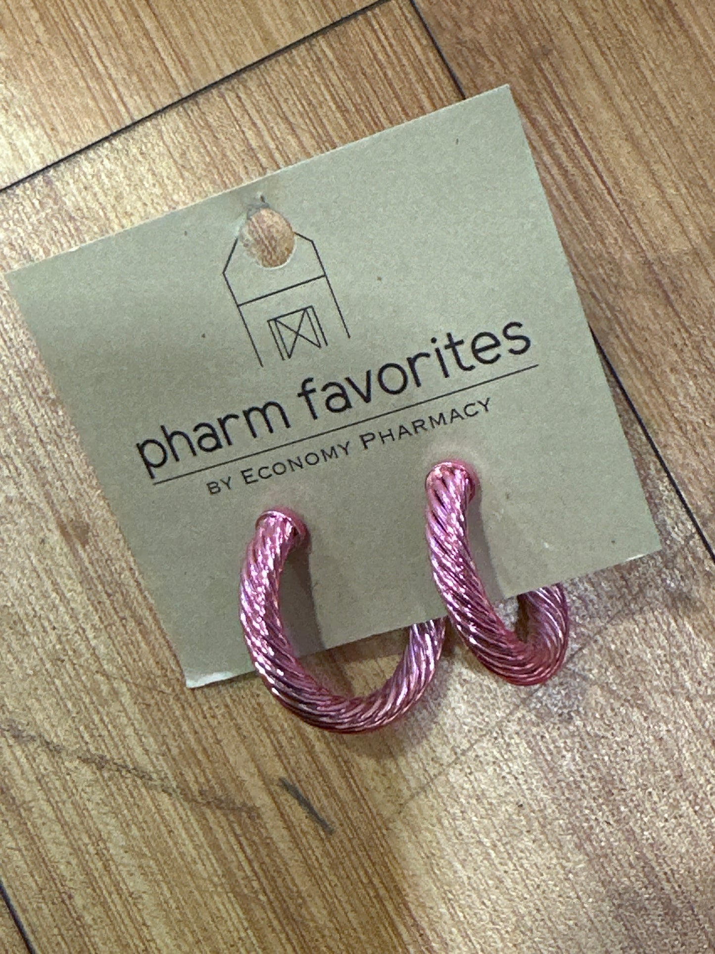 BURNETT CABLE HOOP EARRINGS - PINK