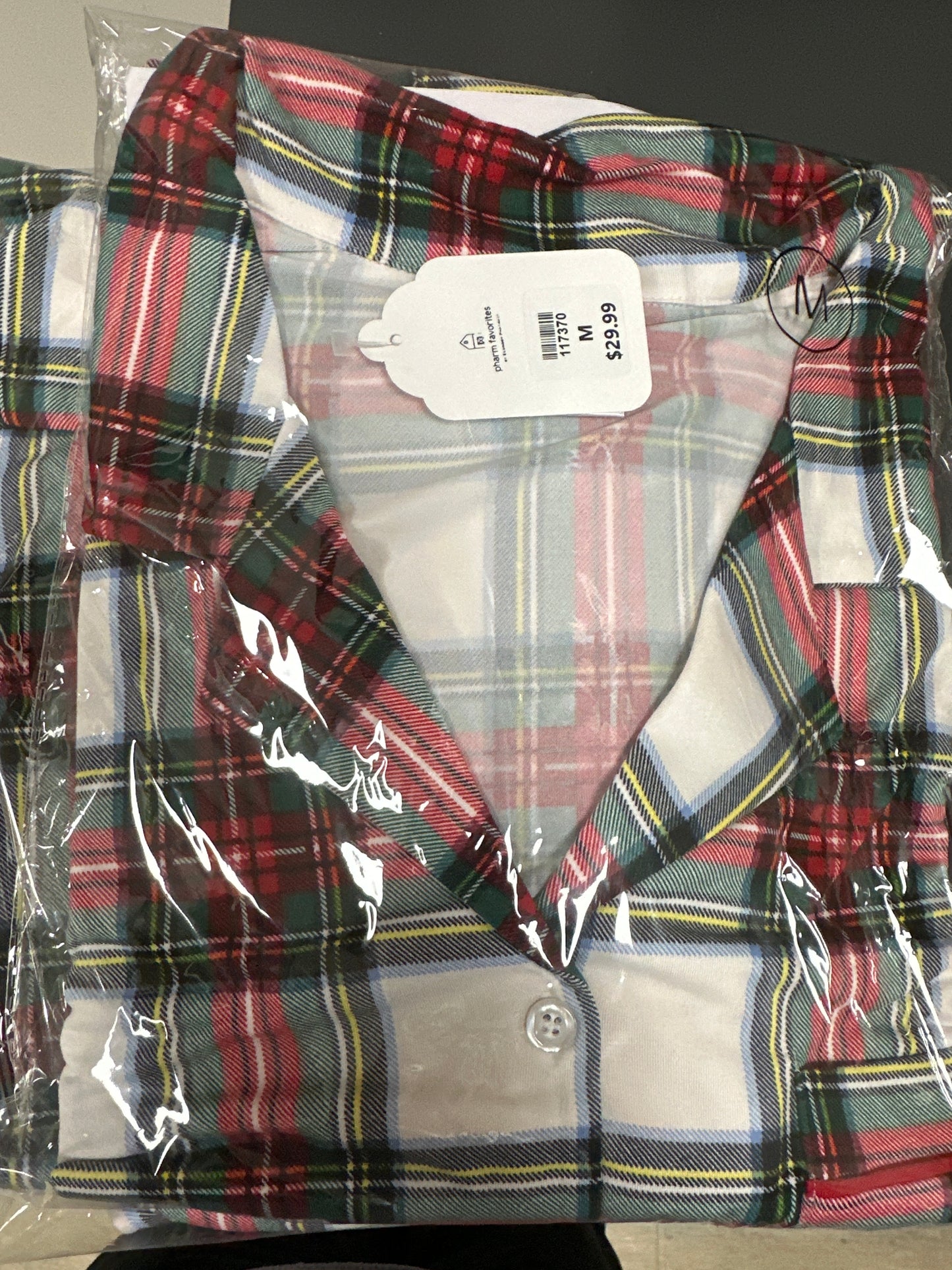 VICTORIA CHIC WHITE PLAID LONG SLEEVE SLEEP DRESS