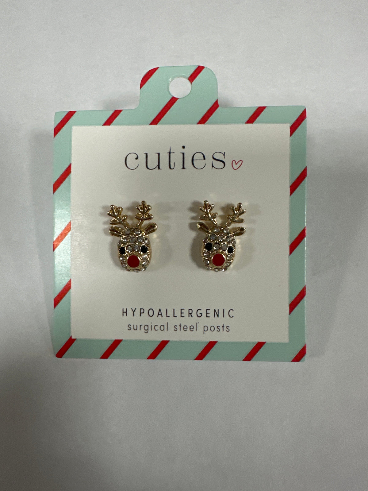 CRYSTAL STUDDED REINDEER EARRINGS