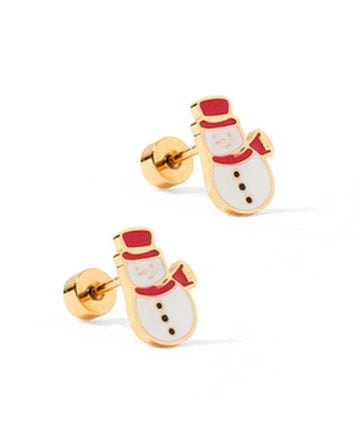 Screwback Stud Earrings - Snowman