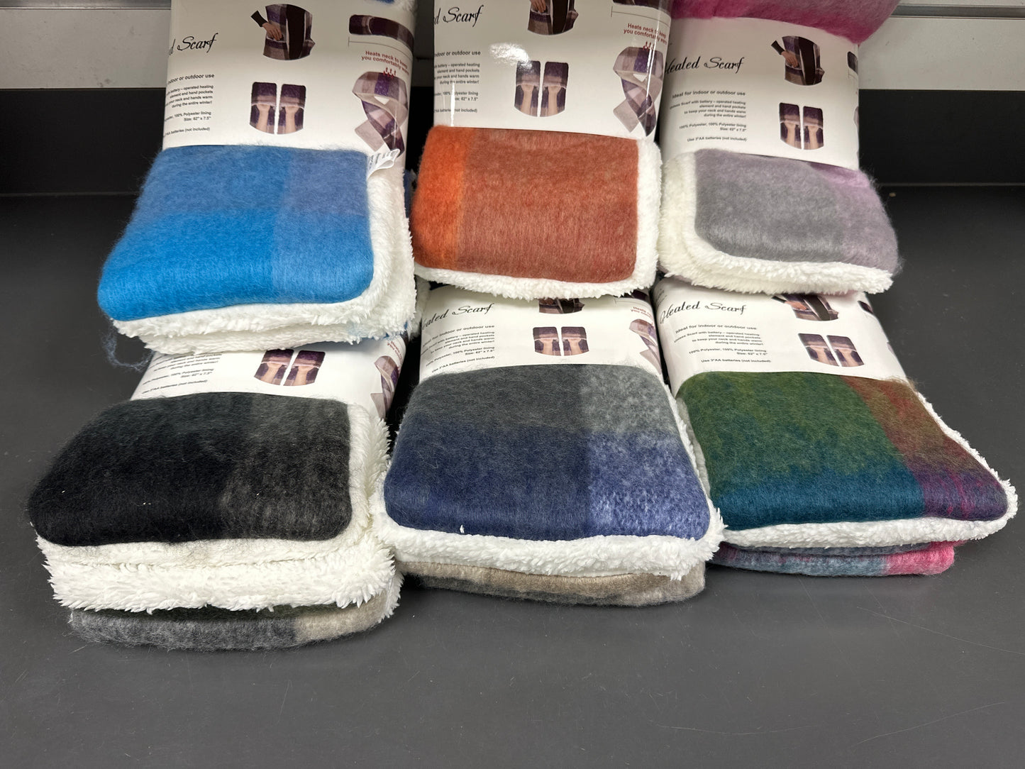 Cara Cozy Brushed Plaid Heated Scarf - Assorted