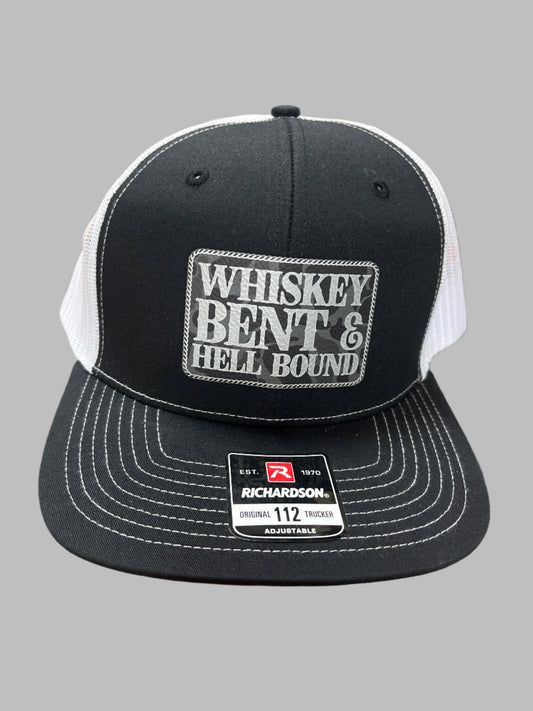 BLACK & WHITE HAT - WHISKEY BENT AND HELLBOUND PATCH