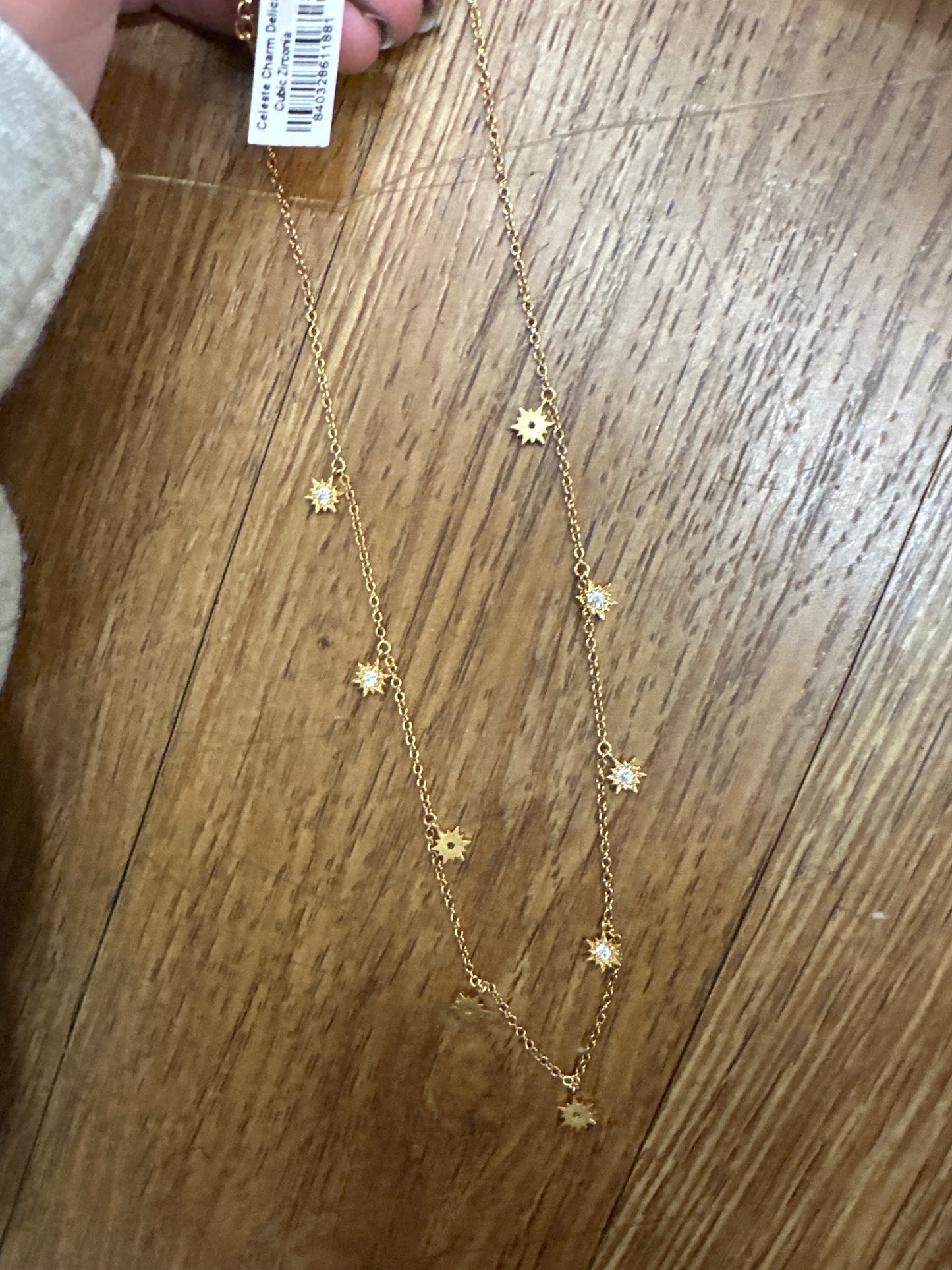 CELESTE CHARM DELICATE NKLC GLD CZ