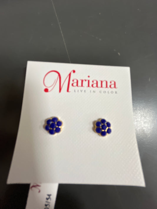 MARIANA - EARRINGS - GOLD - SMALL BLUE STONES FLOWER