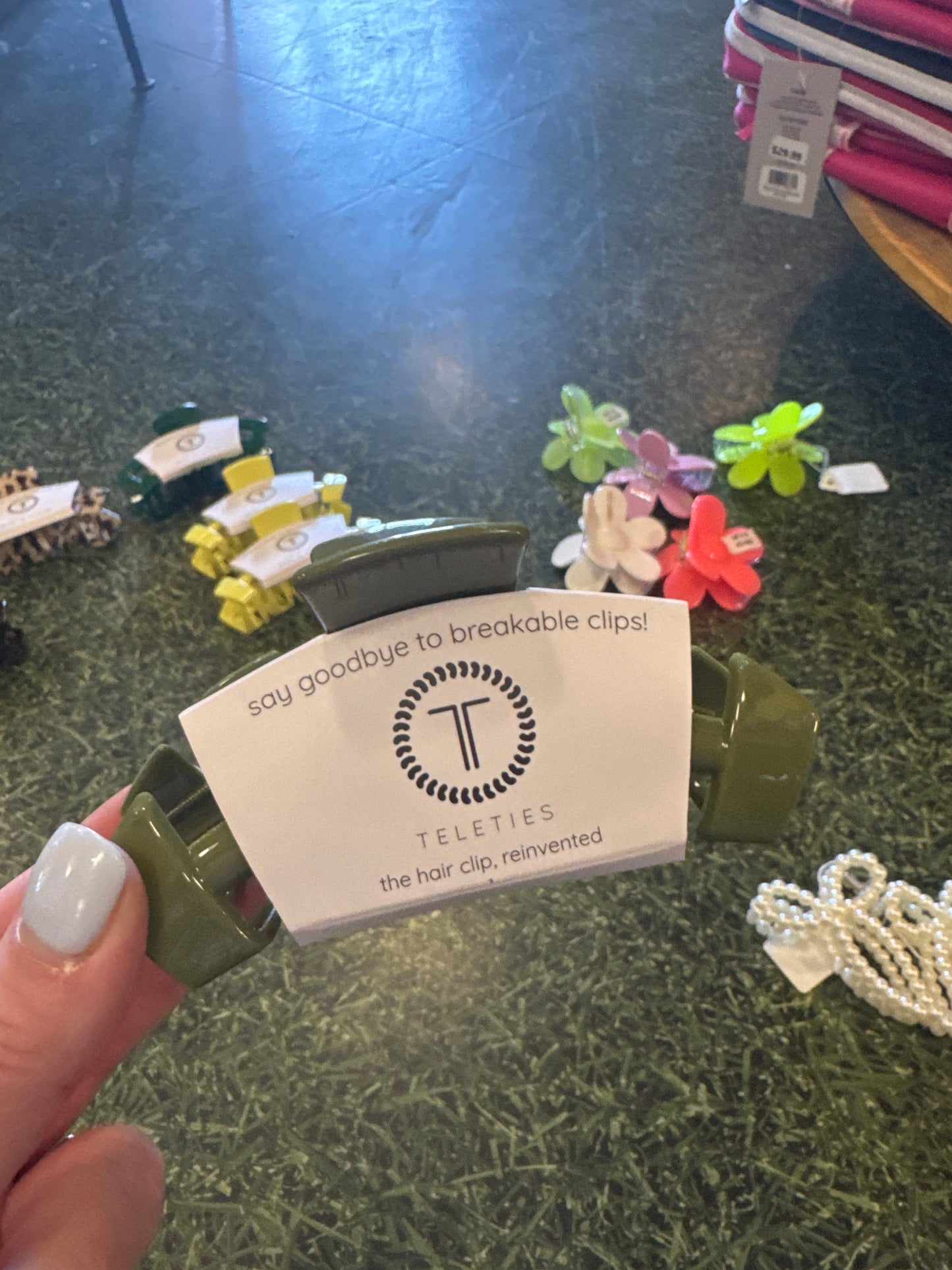 TELETIES HAIR CLIP - LARGE - OLIVE