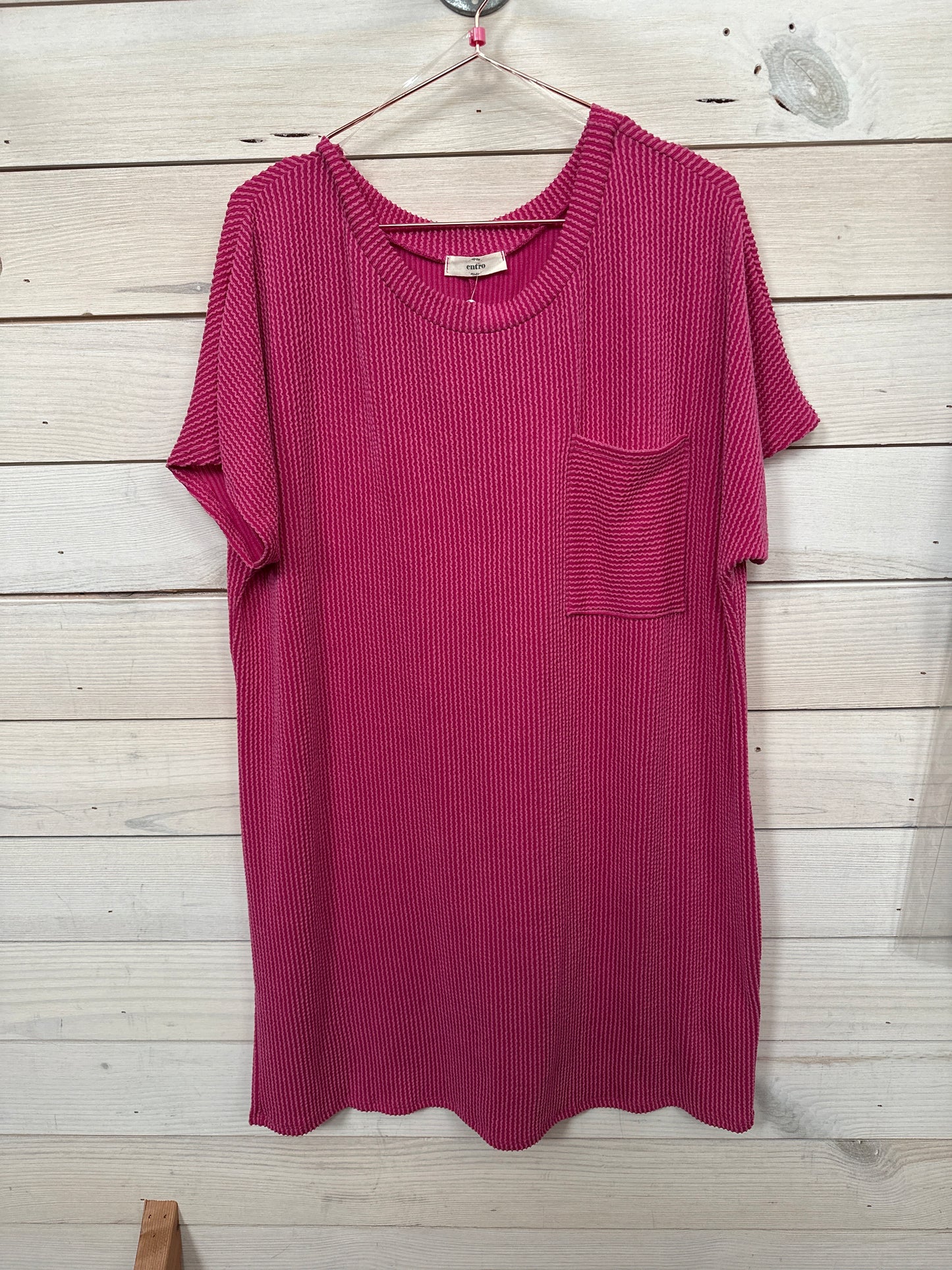 PINK TEXTURED SHORT SLV DRESS