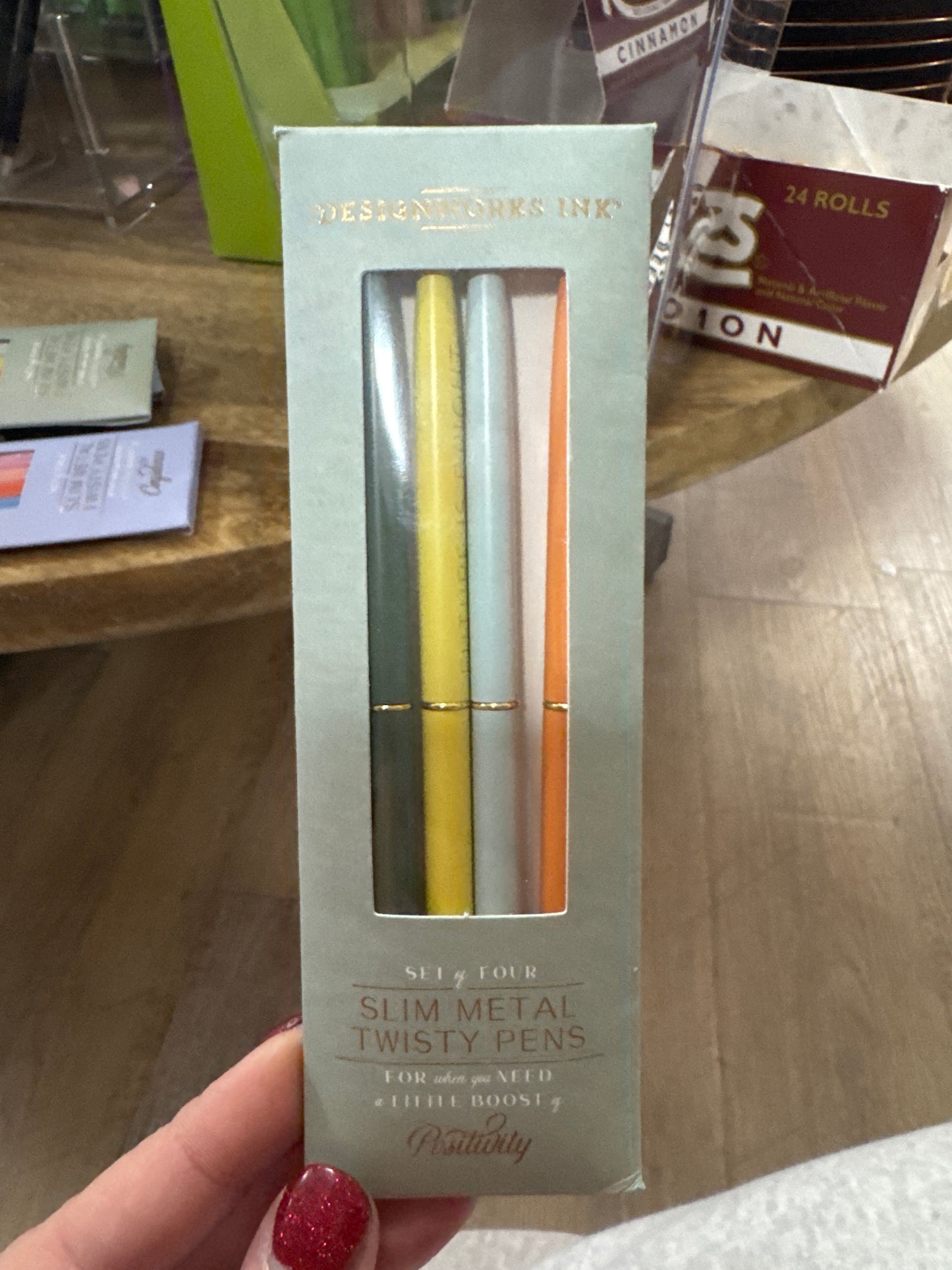 TWISTY SLIM METAL PEN - SET OF 4 - GREEN