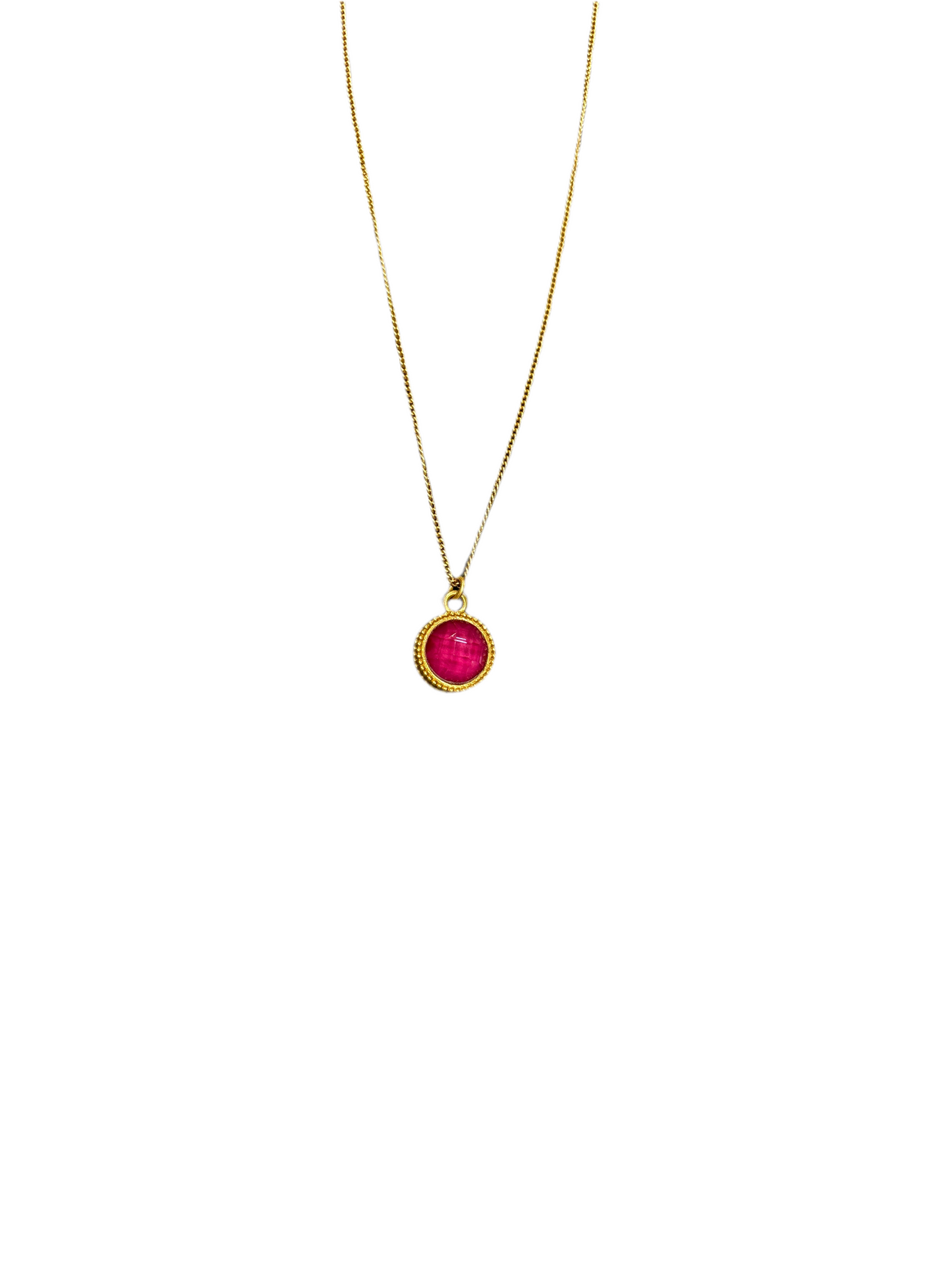 Julie Vos Fleur De Lis Solitaire Necklace -Raspberry