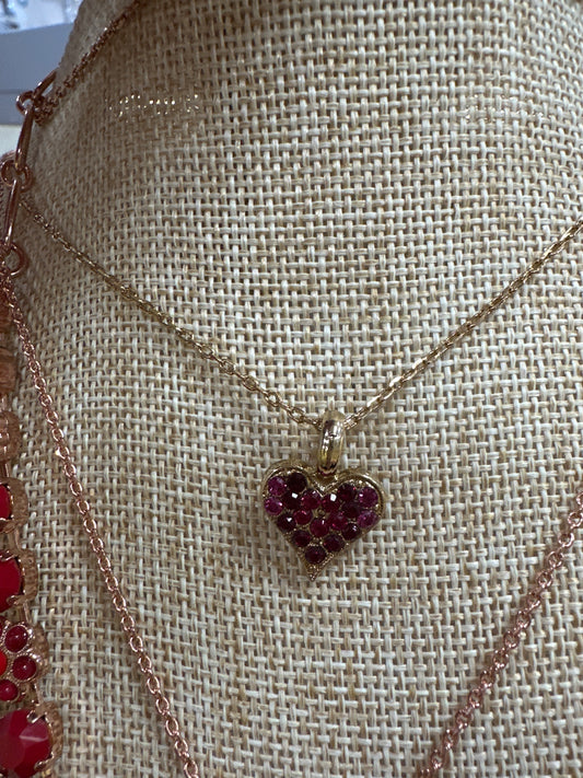 MARIANA YG HEART NECKLACE - W/PPL CRYSTALS
