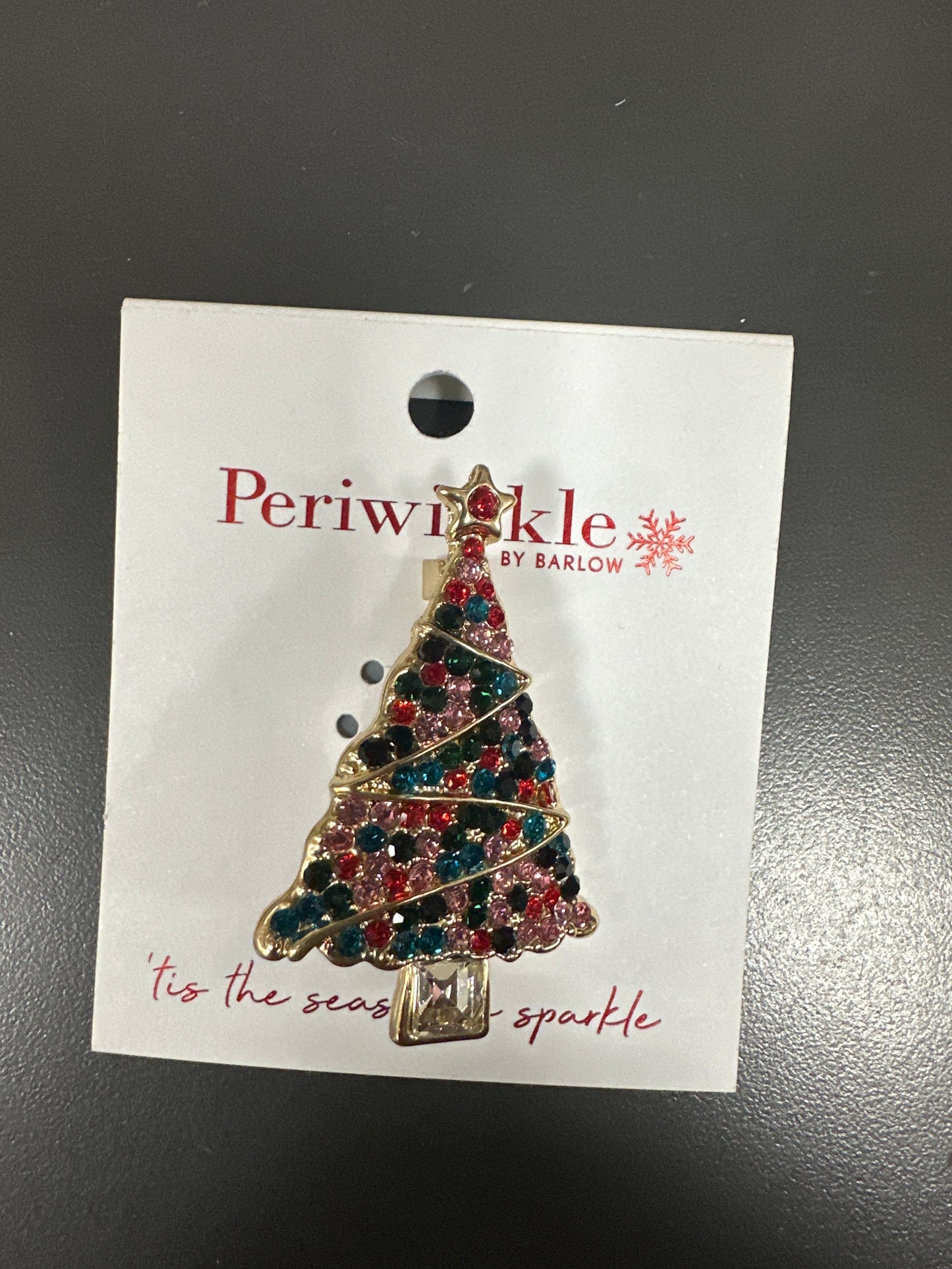 MULTI COLOR CRYSTAL TREE BROOCH