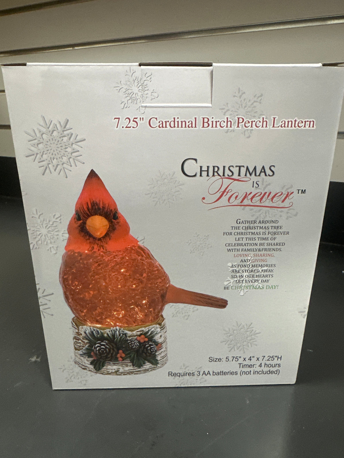 CARDINAL BIRCH PERCH GLITTER LANTERN