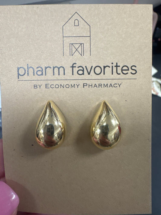 SMALL GOLD TEARDROP COMMA EARRINGS