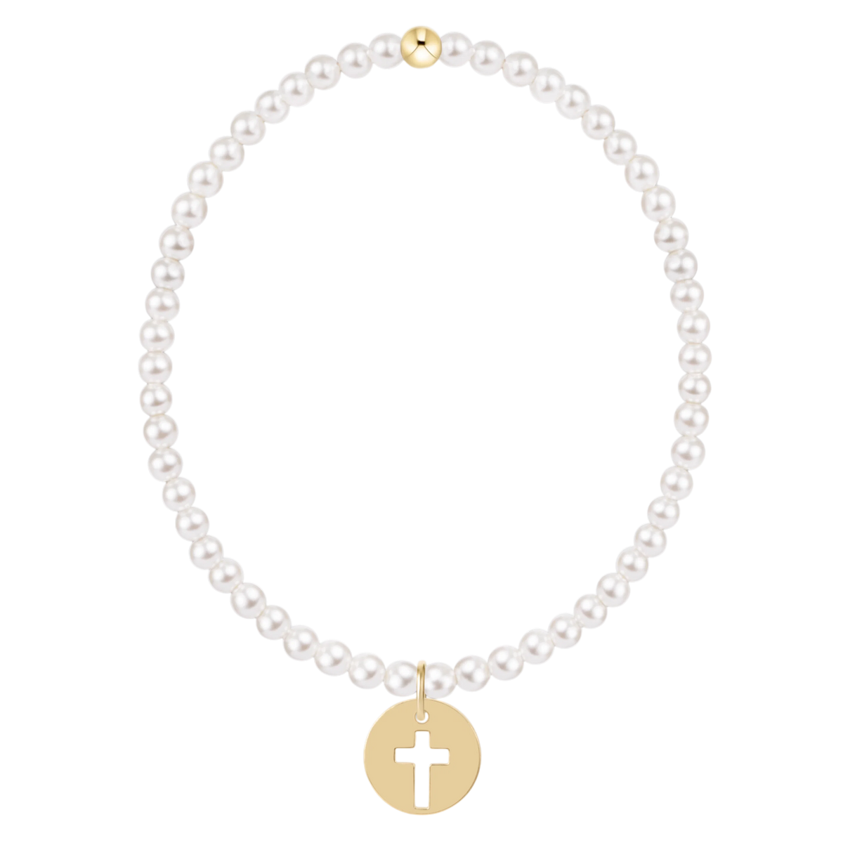 CLASSIC PEARL 3MM BRACELET - BLESSED GOLD DISC