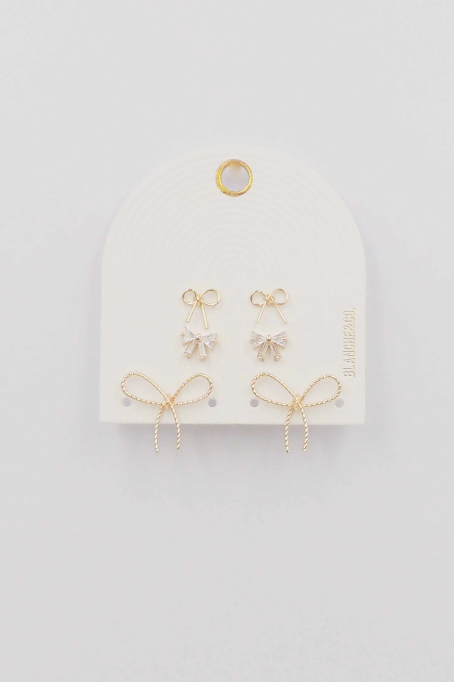 Set of 3 Gold Bows Stud Earrings