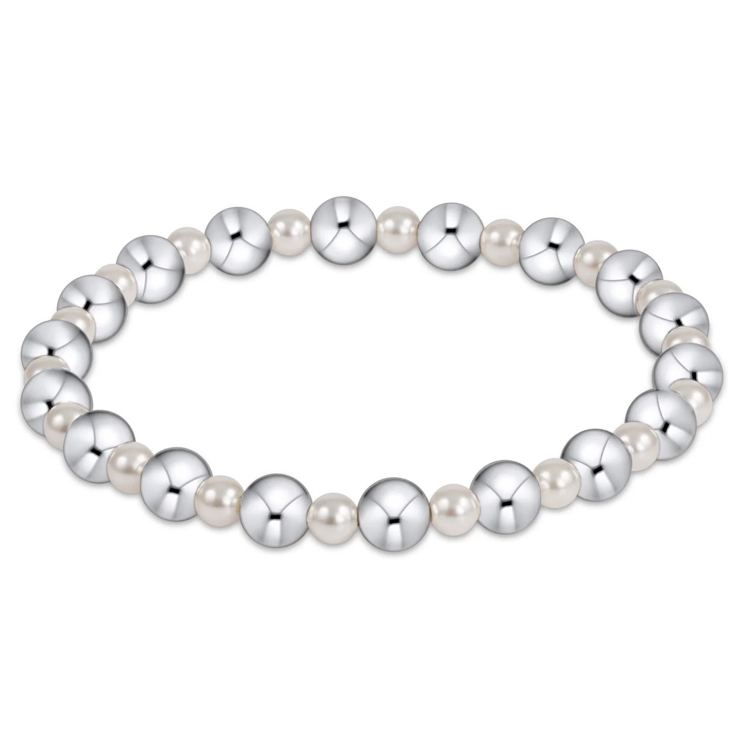 PEARL GRATEFUL PATTERN 4MM BEAD BRACELET - 6MM STERLING