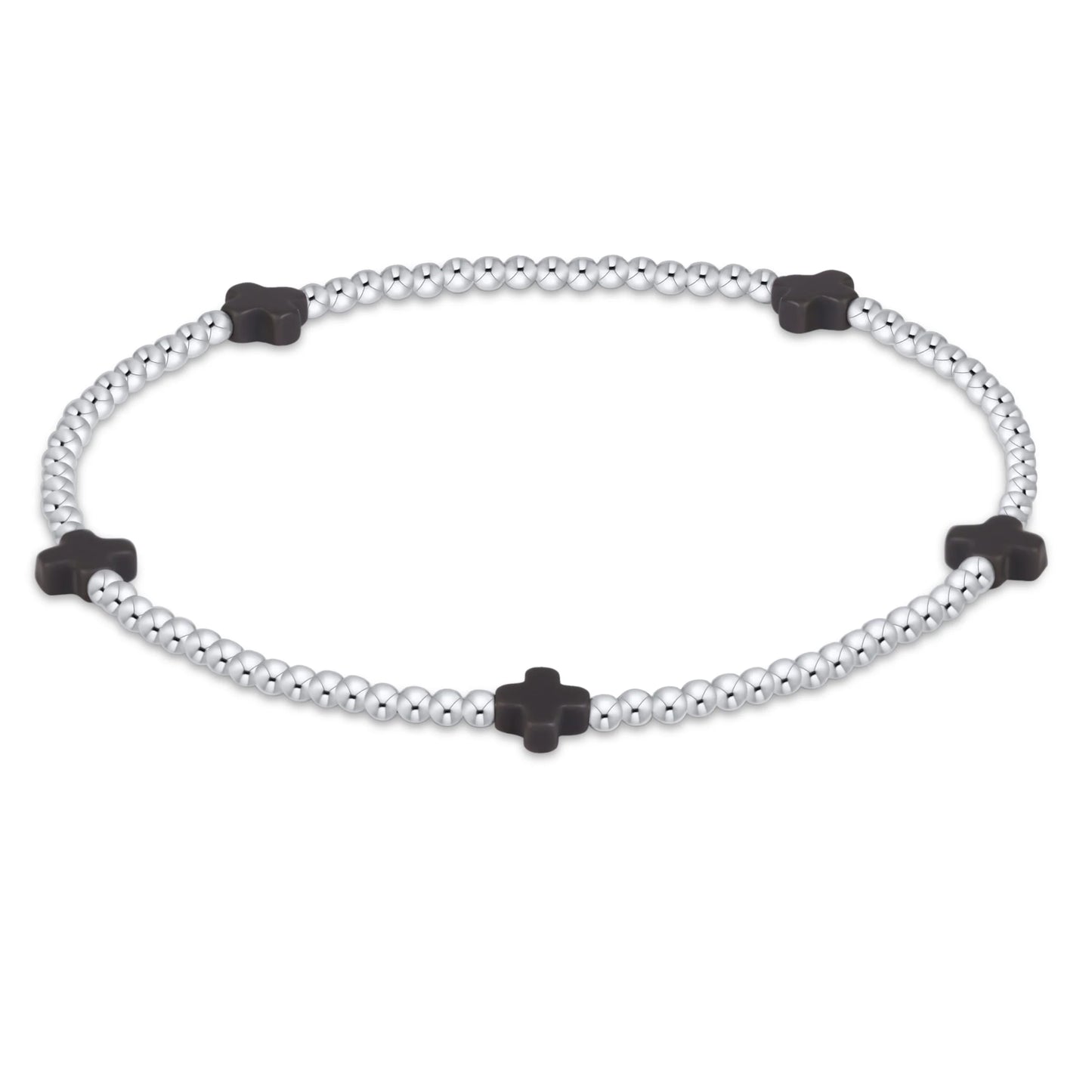 SIGNATURE CROSS SMALL 2MM STERLING BRACELET - CHARCOAL
