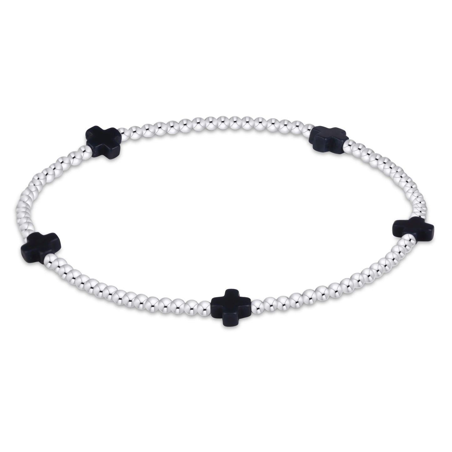 SIGNATURE CROSS SMALL 2MM STERLING BRACELET - NAVY