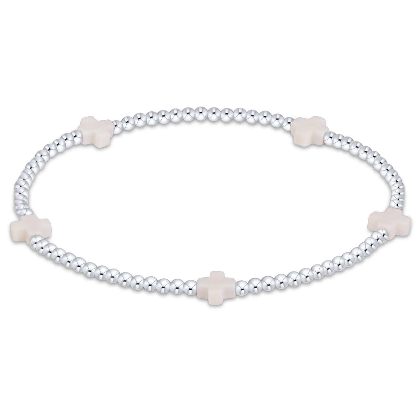 SIGNATURE CROSS SMALL 2MM STERLING BRACELET -OFF-WHITE