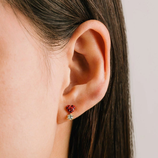 BISOU STUD EARRINGS - RED