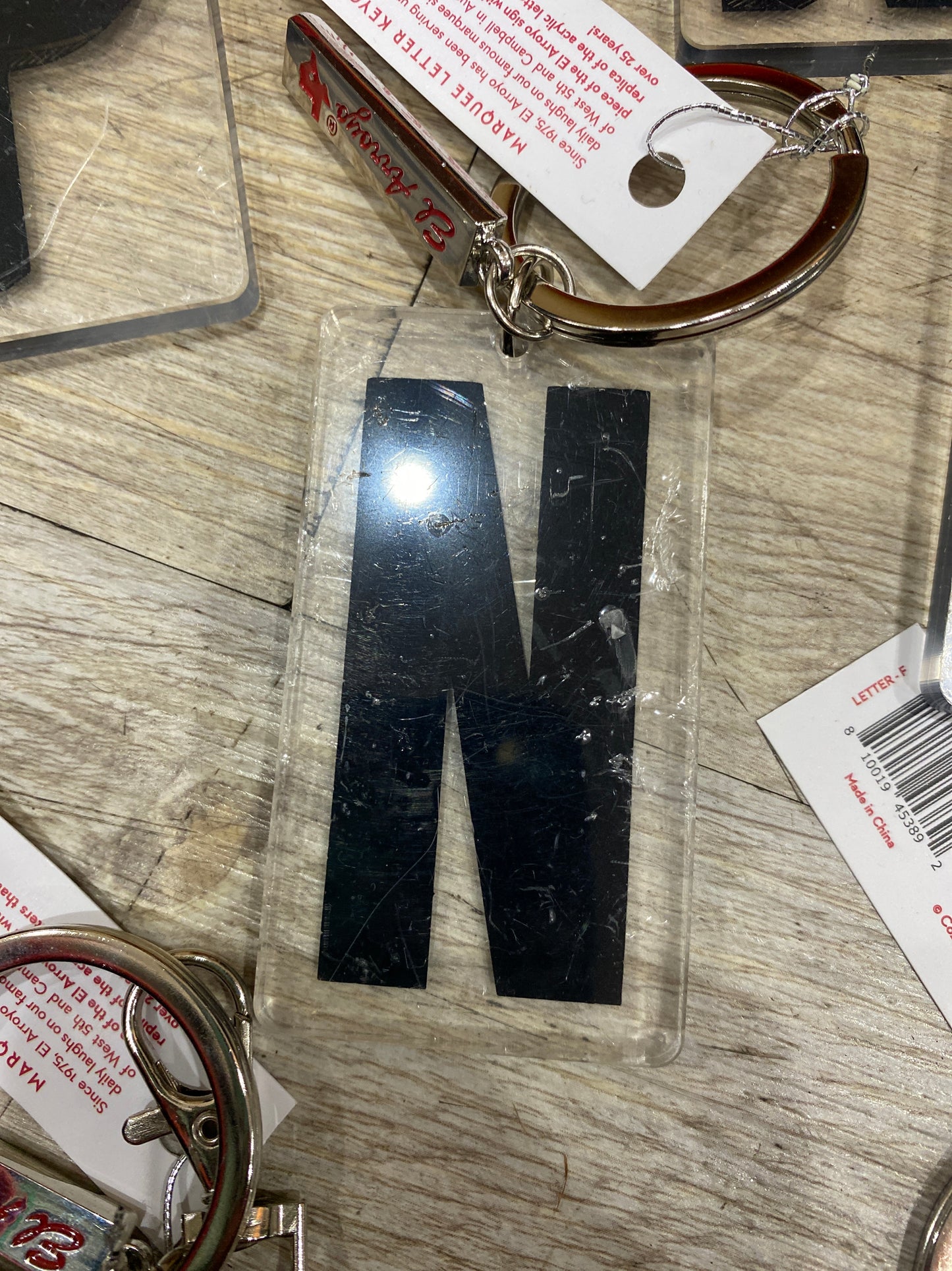MARQUEE LETTER KEYCHAIN - N