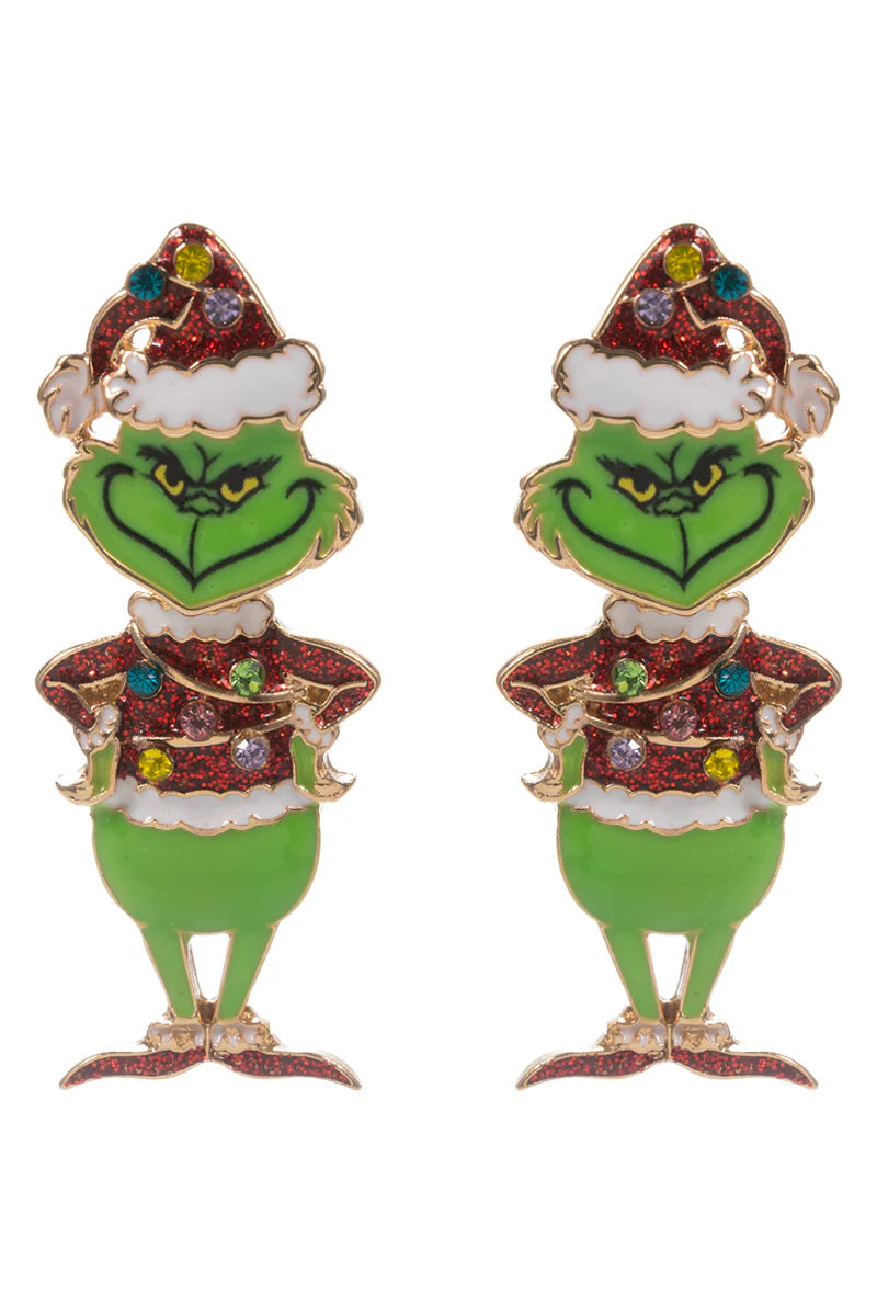 Grinch Christmas 2" Earring