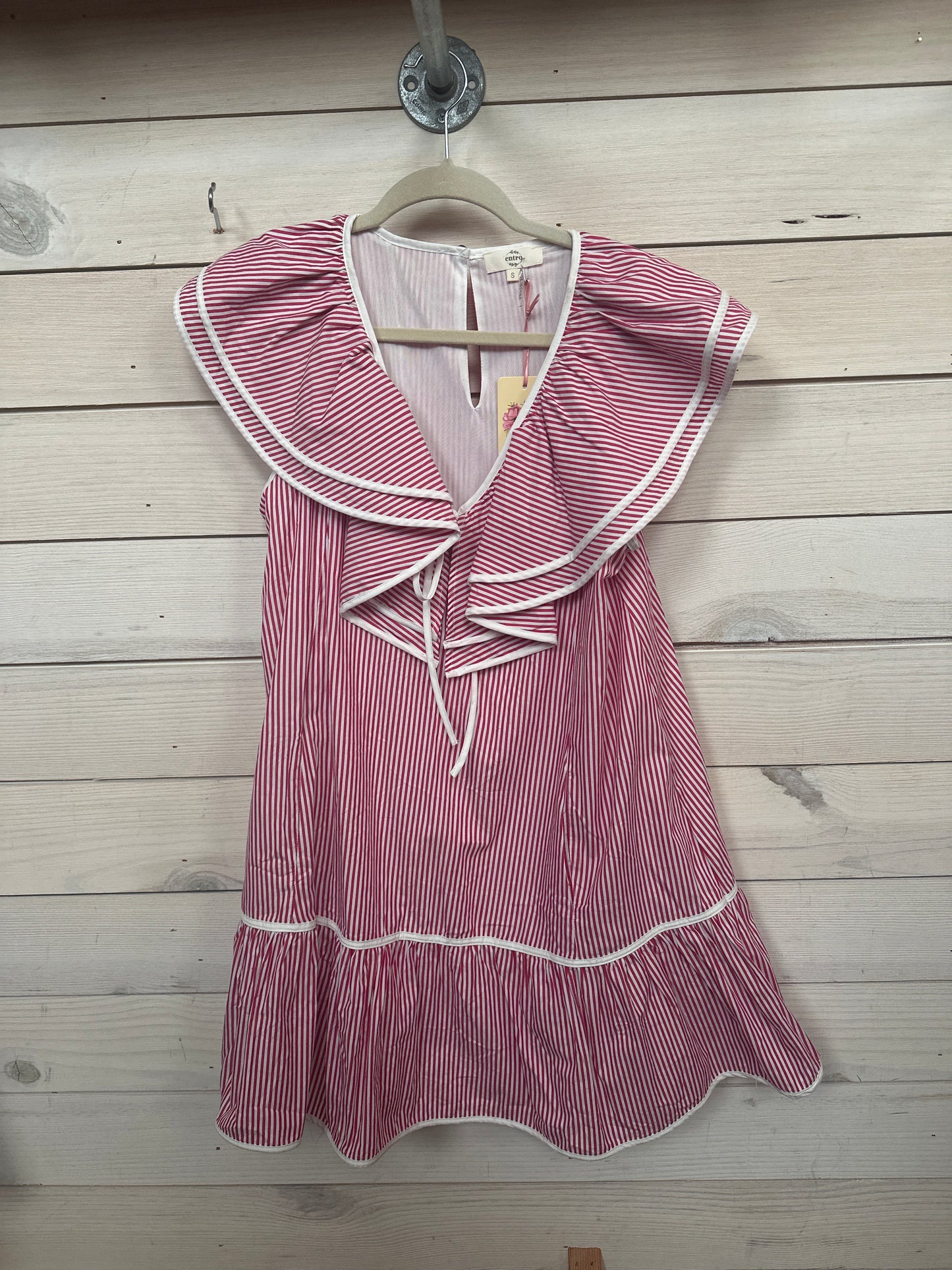 RED & WHITE PIN STRIPE DRESS