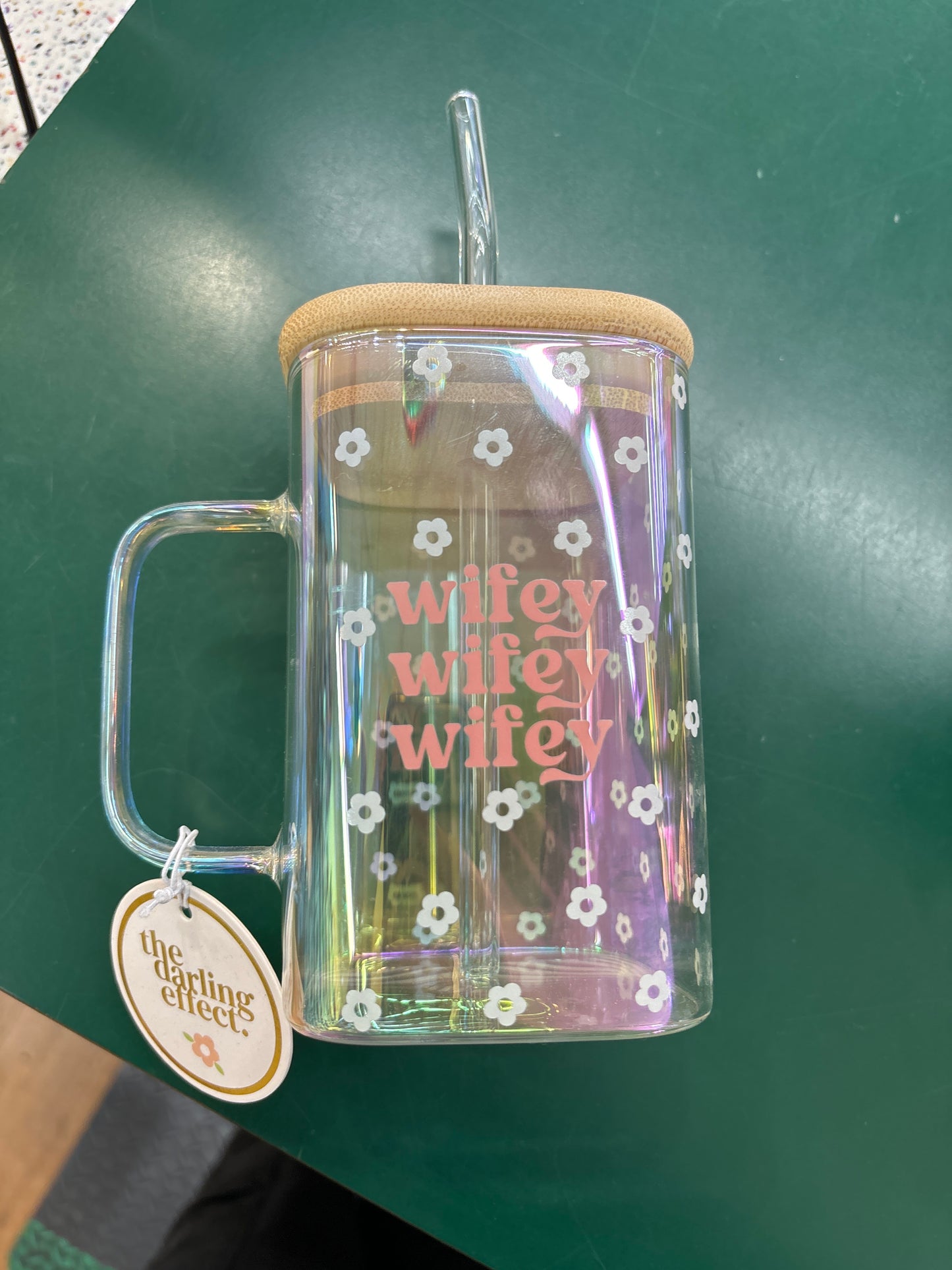 20 Oz Square Glass Cup - Wifey