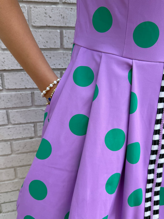 PURPLE W/GREEN DOT SPORT MODE ATHLETIC DRESS