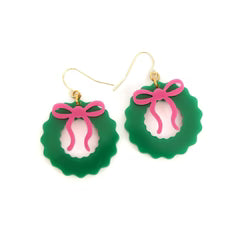 ACRYLIC WREATH EARRINGS WITH PINK BOW