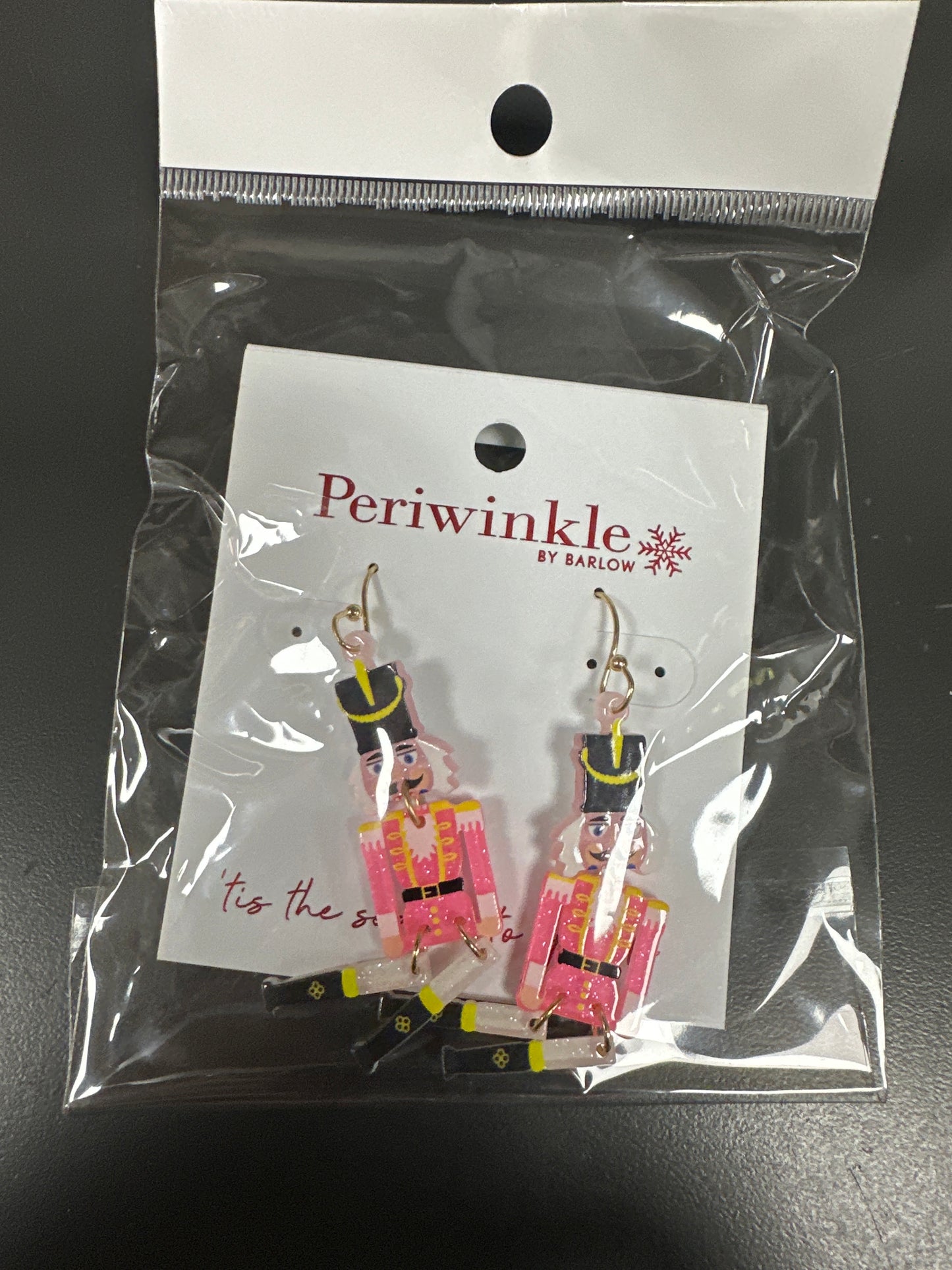 PINK ACRYLIC NUTCRACKER EARRINGS