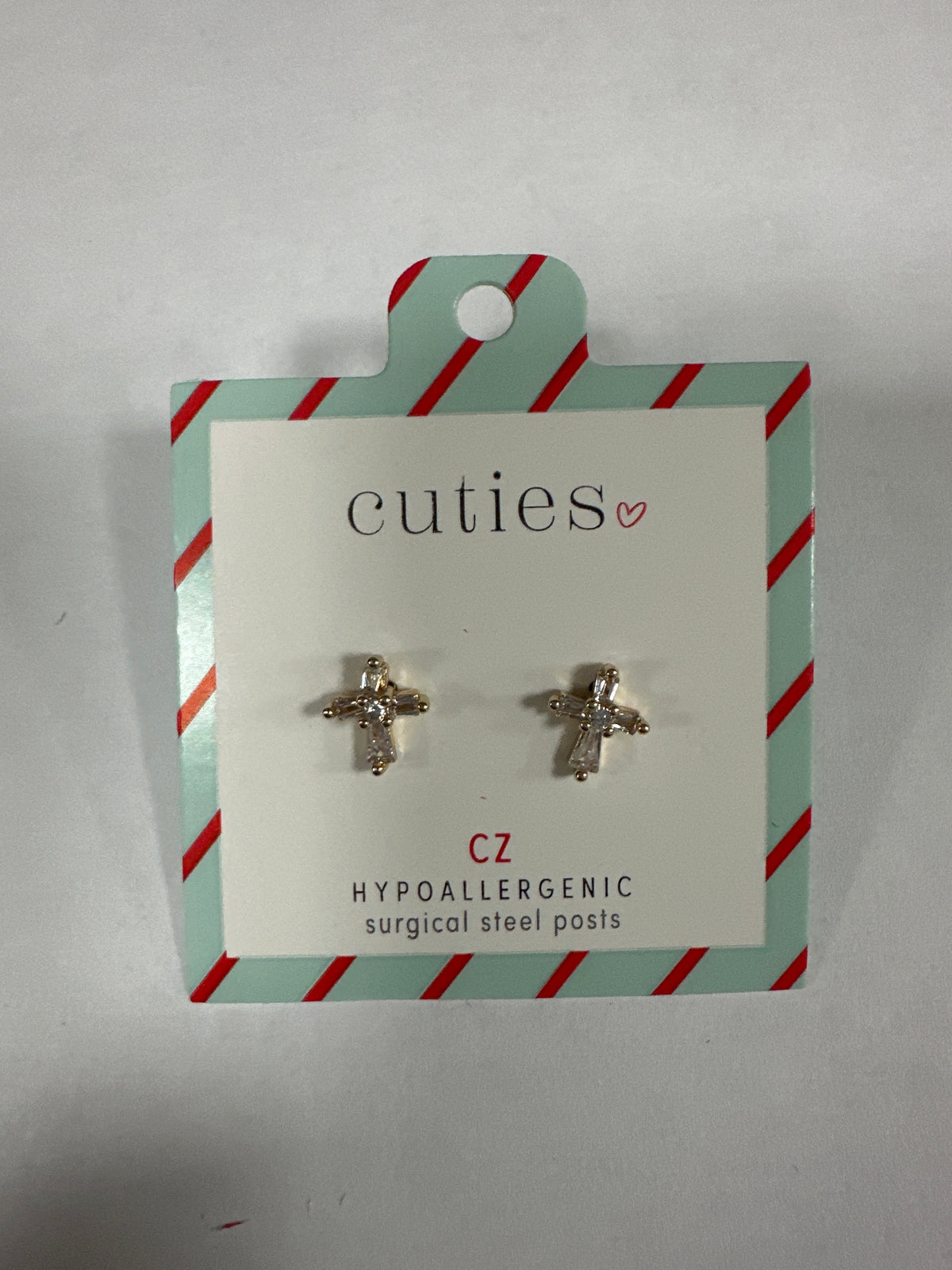 DELICATE CZ CROSSES GOLD EARRINGS