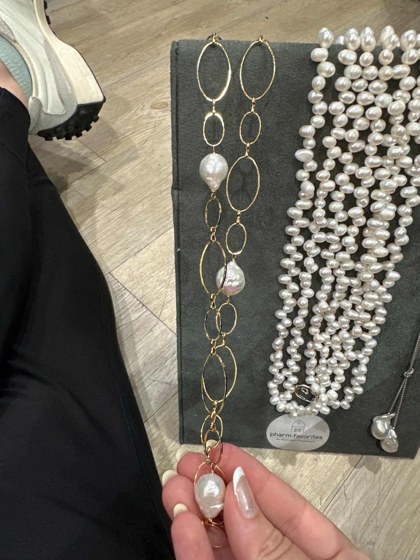 STERLING LOOP CHAIN & WILD PEARLS 36"