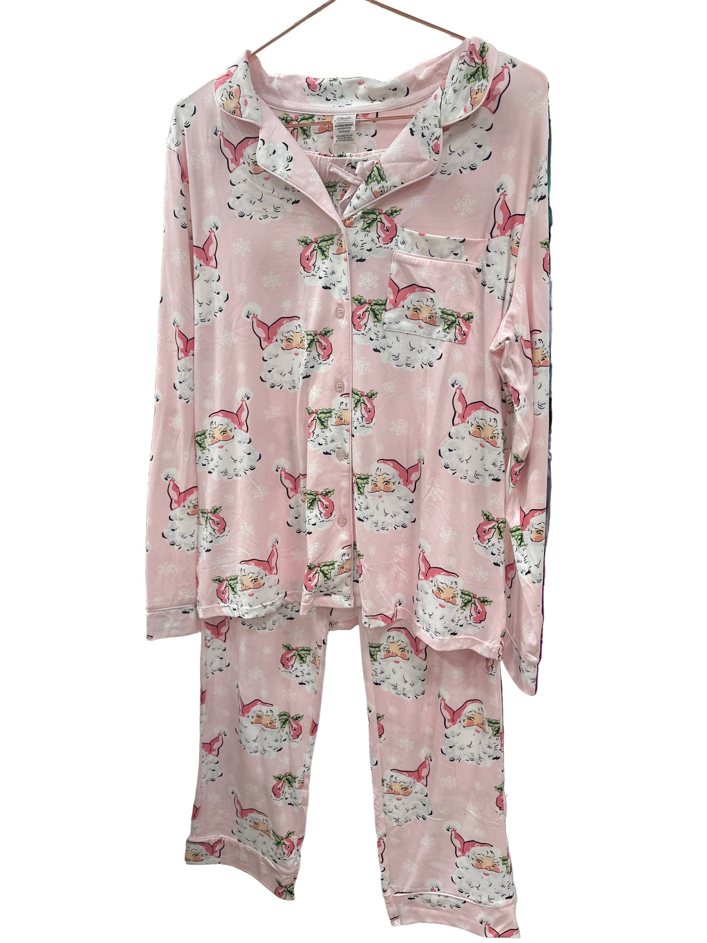 VINTAGE BLUSH ST. NICK BUTTON DOWN LOUNGEWEAR SET