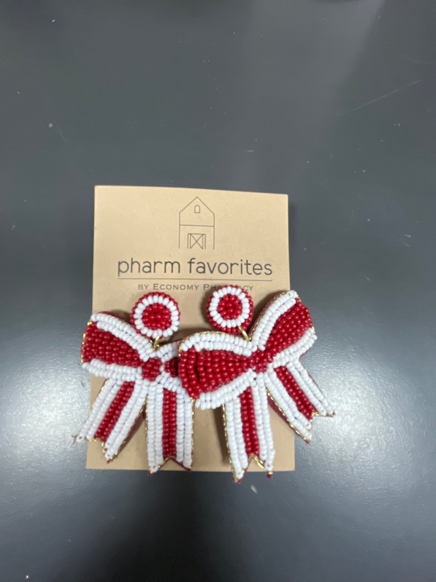 SEED BEAD BOW 2.75" GAME DAY EARRING