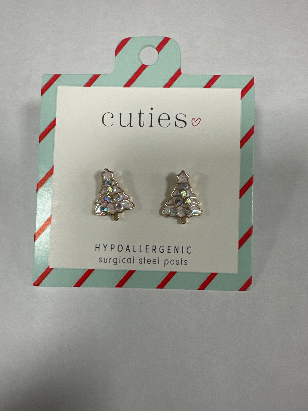 WHITE ENAMEL WITH AB EARRINGS
