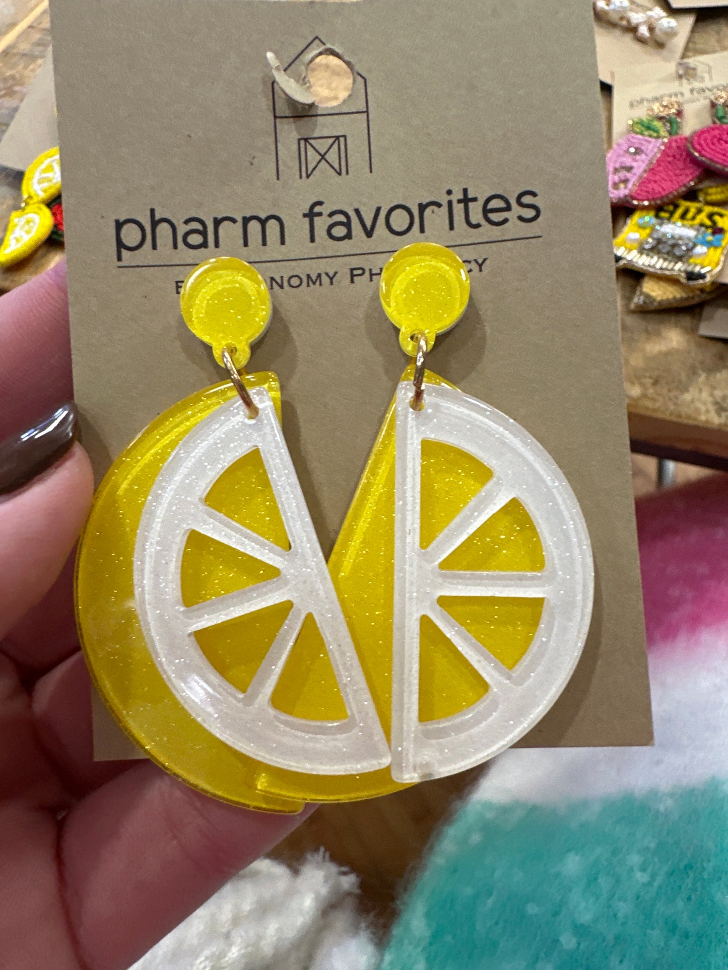 GLITTERY LEMON EARRINGS