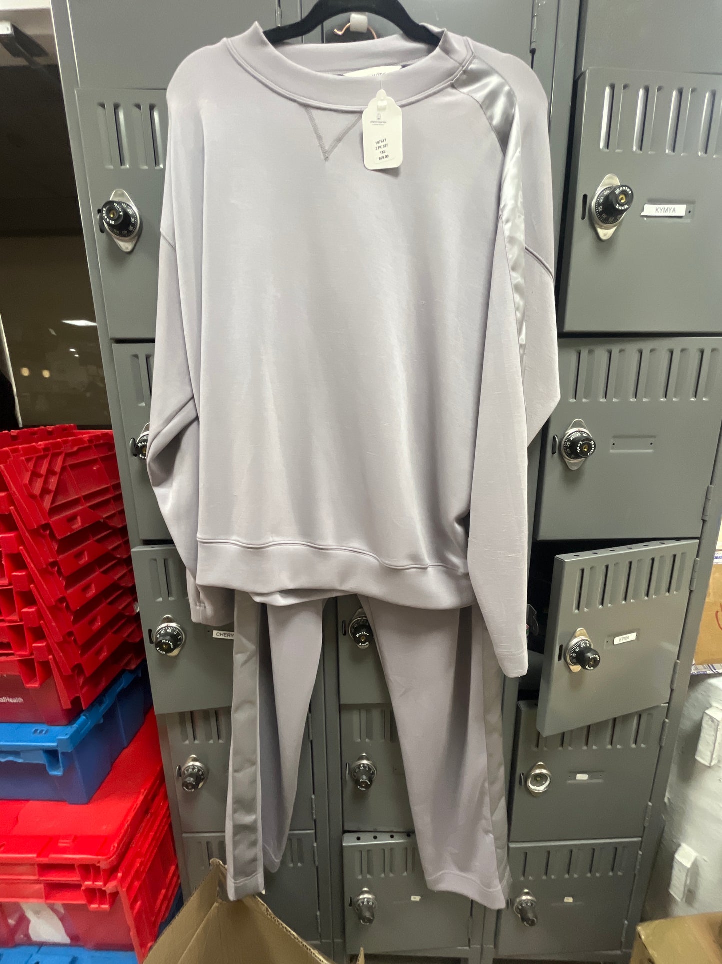 2 PC ATHLEISURE PANT SET - MYSTIC GREY - 1XL