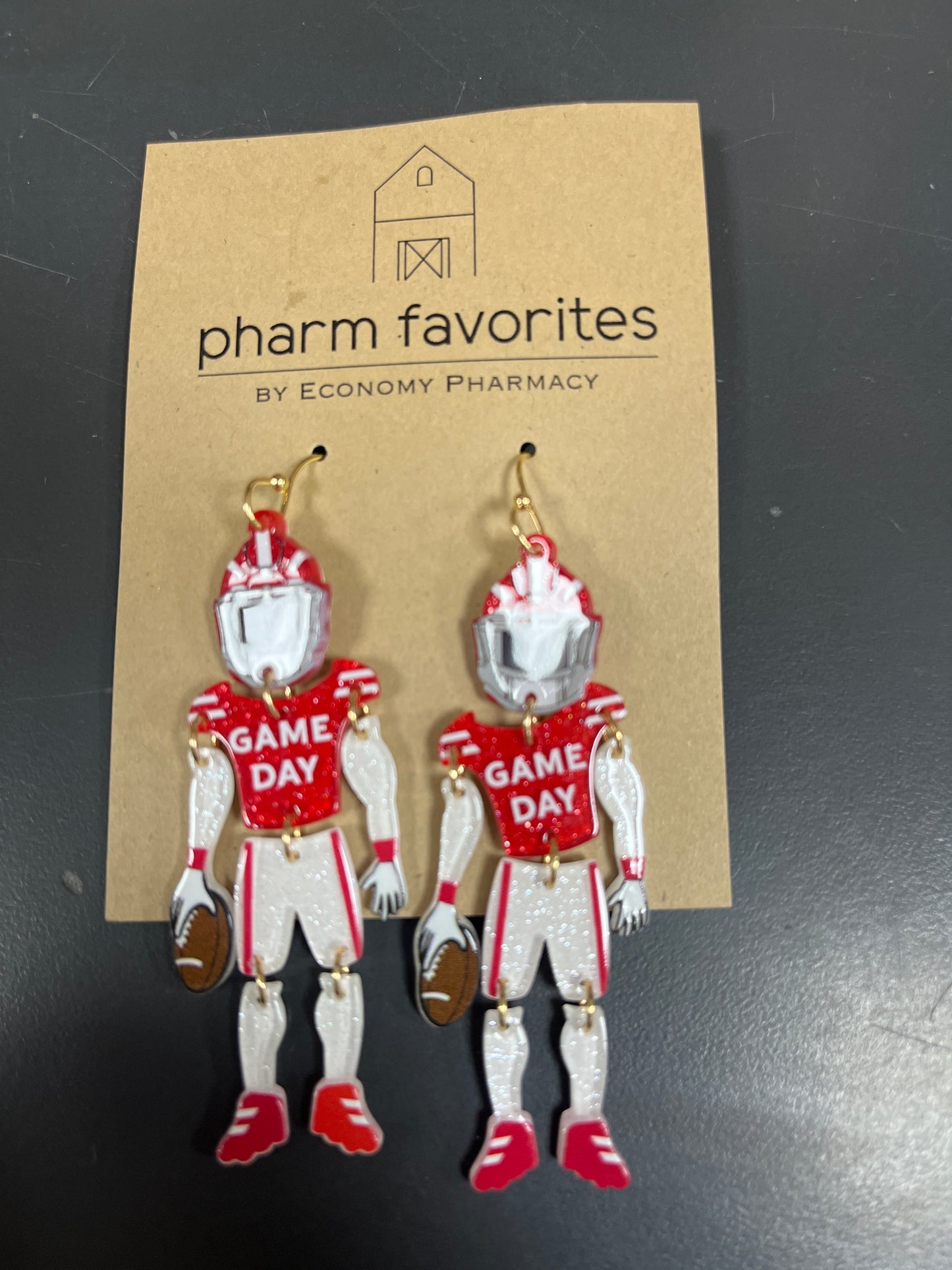 GAMEDAY FOOTBALL PLAYER 2.75" EARRING WITH MOVEMENT