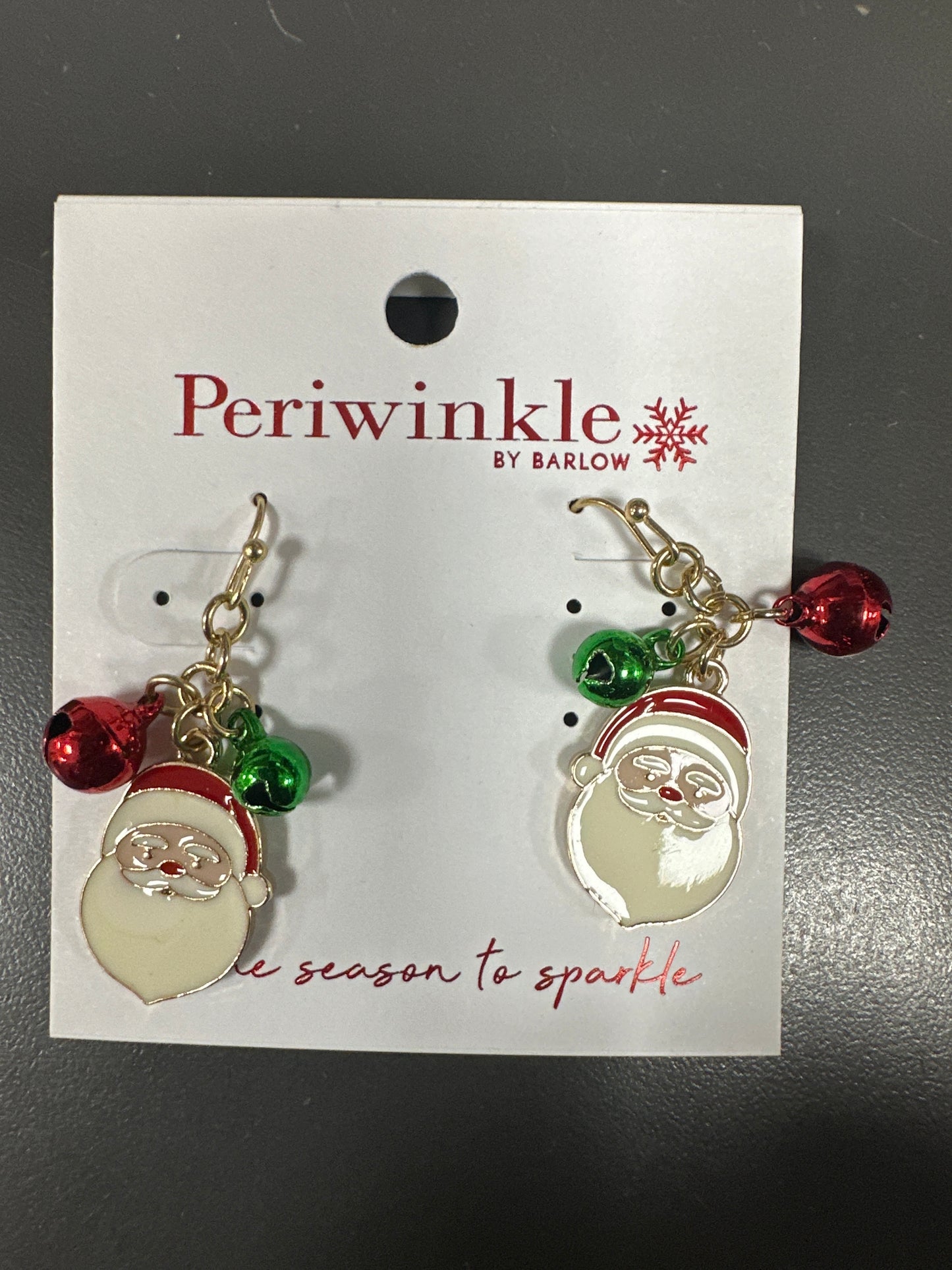 ENAMEL SANTA WITH BELLS EARRINGS