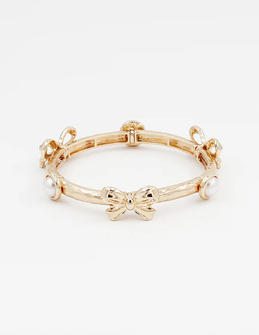 Gold Metal Bow Stretch Bracelets
