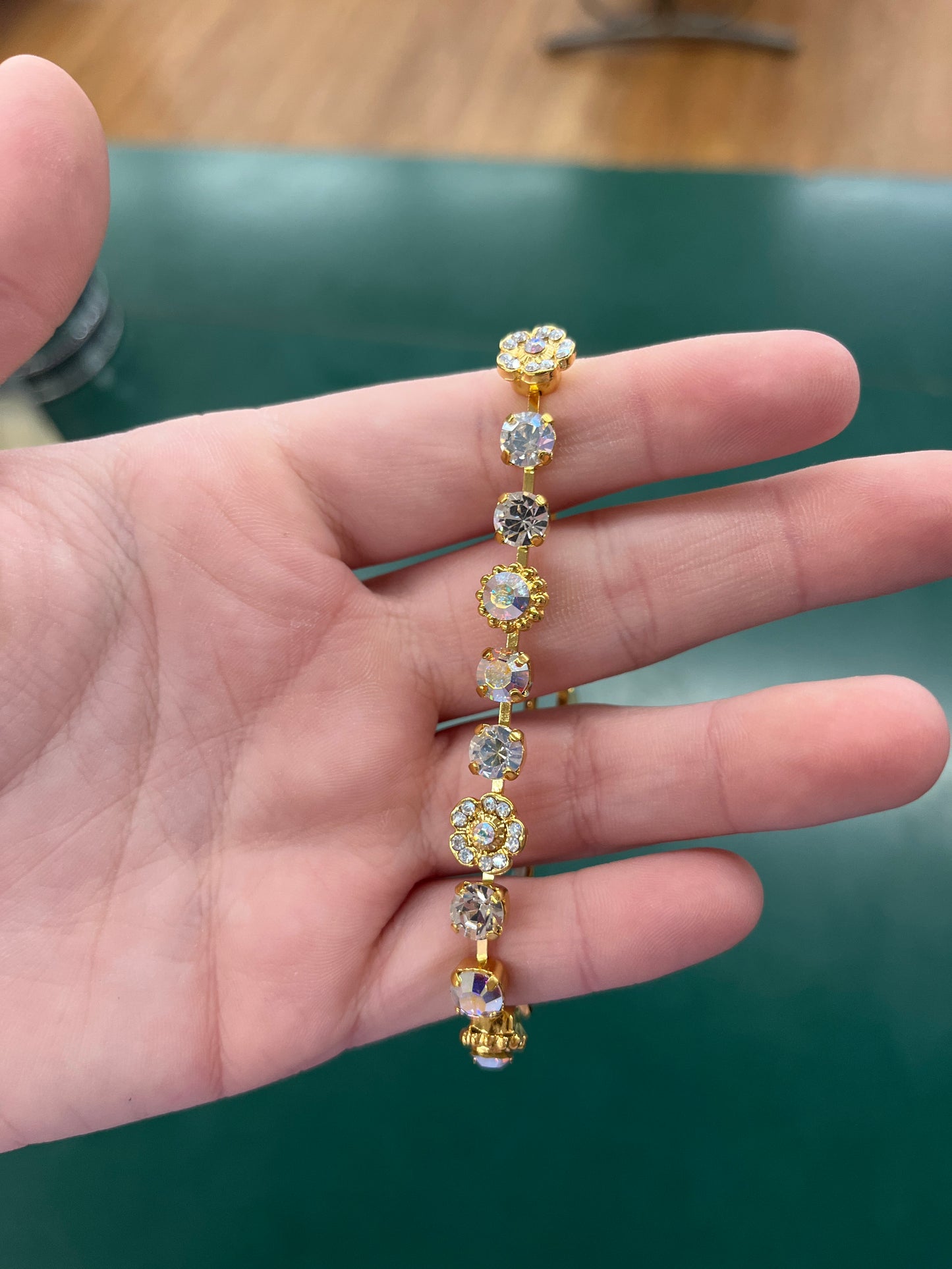 YG SM BRCLT IRIDESCENT CLR STONES & FLWRS