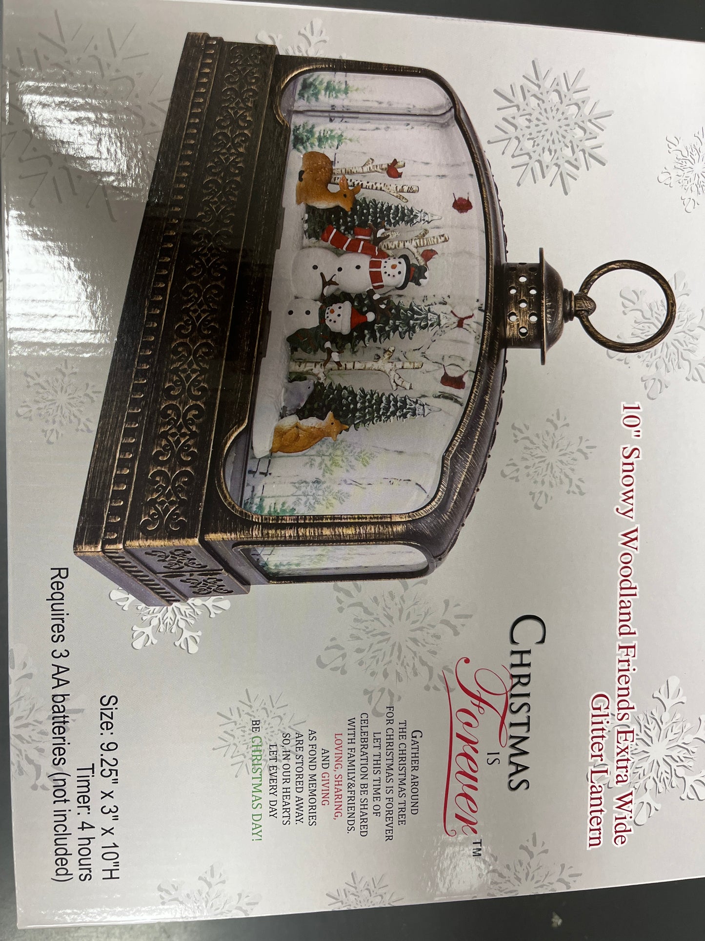 10" EXTRA WIDE SNOWY WOODLAND FRIENDS GLITTER LANTERN