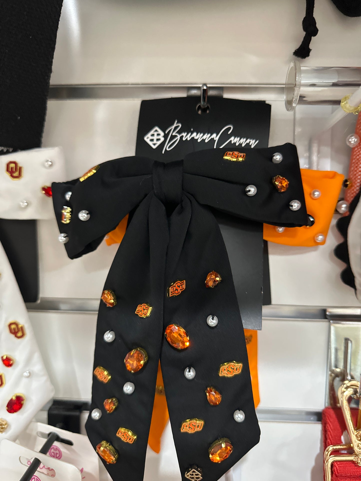 BLACK OSU BOW BARETTE