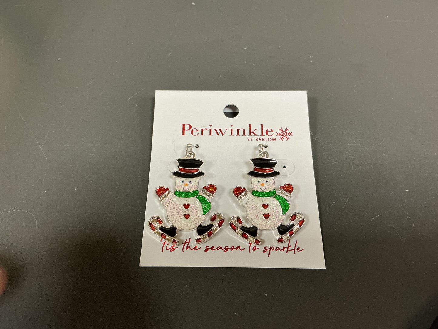 Enamel Ice Skating Snowman Earrings