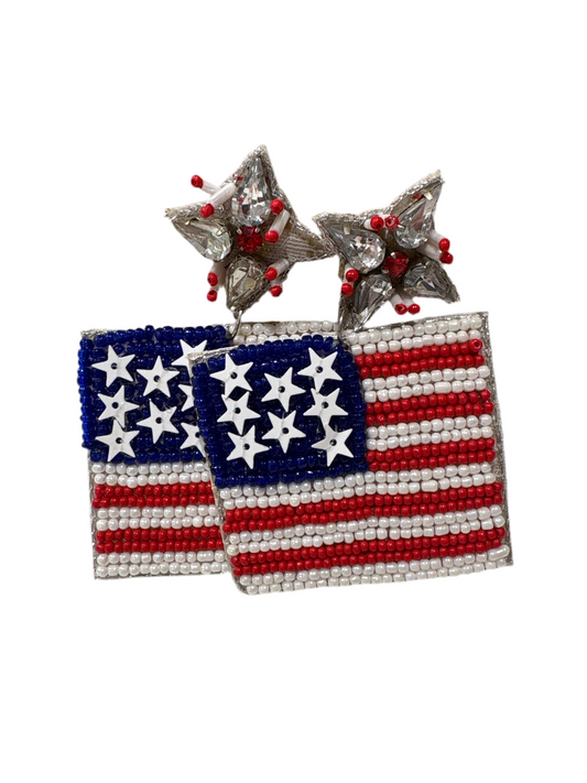 American Flag Beaded Earrings