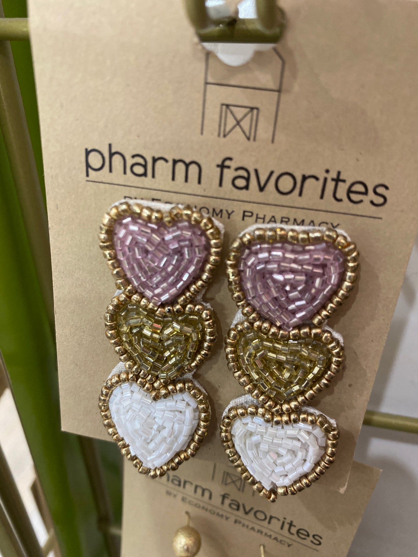 CUPID EMBELLISHED HEART EARRINGS - RED